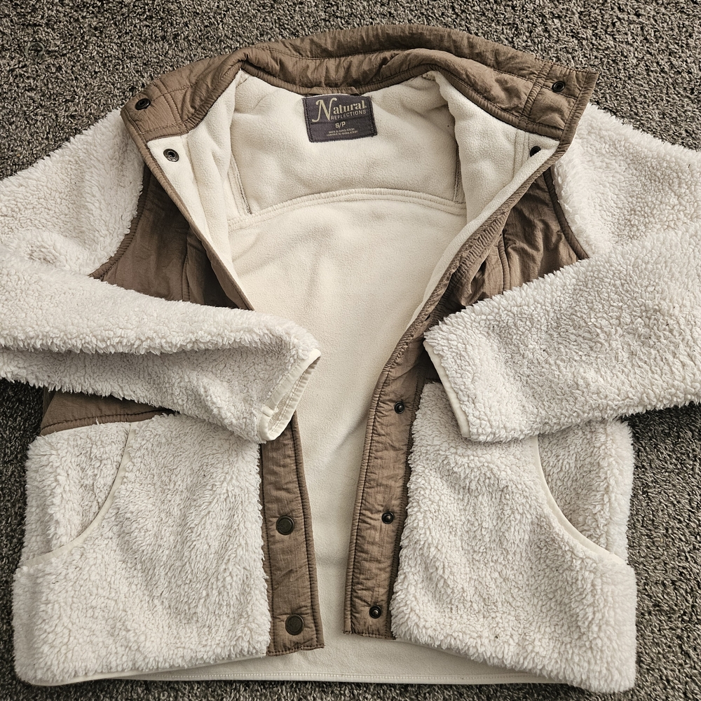 Natural Reflections Brown and Cream Sherpa Sweater